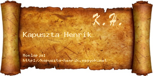Kapuszta Henrik névjegykártya